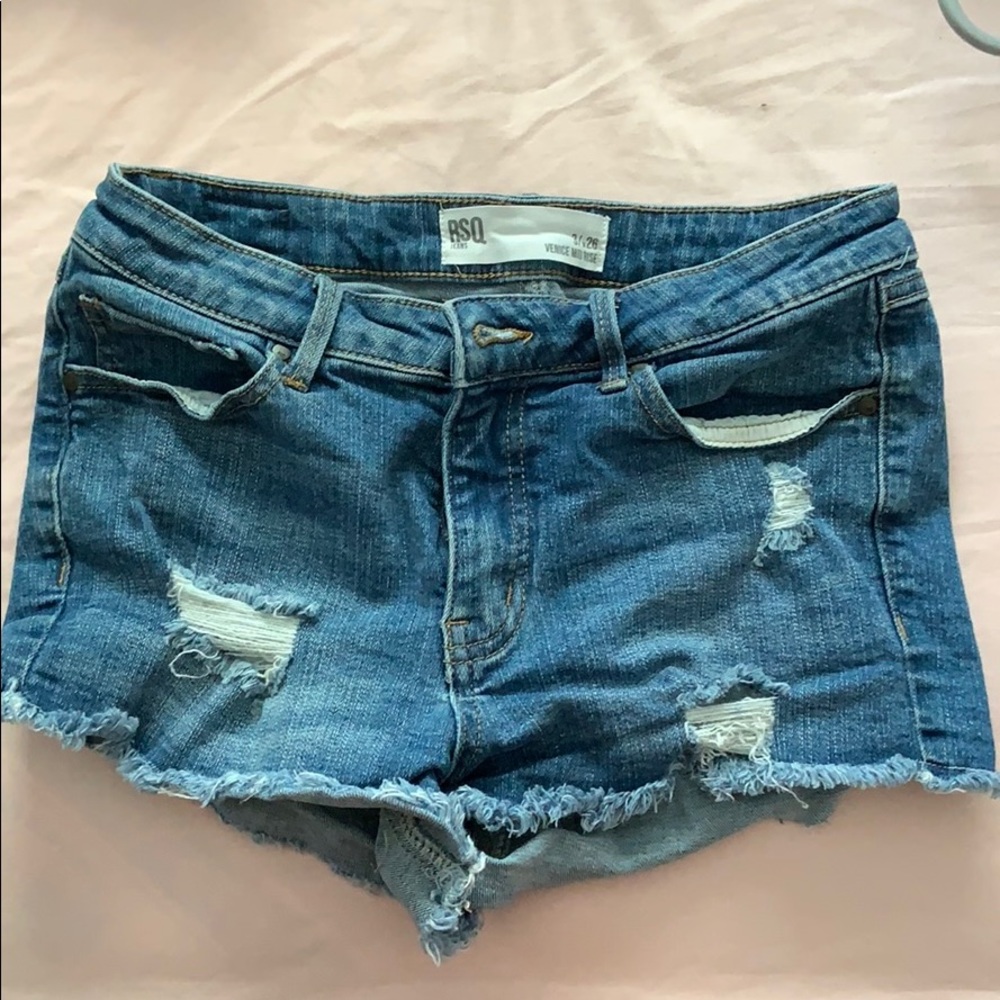 Raw hem denim shorts